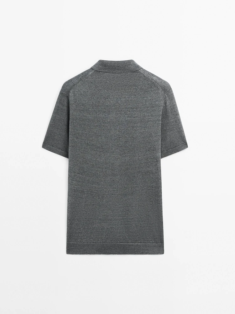 100% linen knit polo shirt