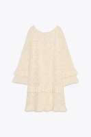 POINTELLE KNIT RUFFLE DRESS