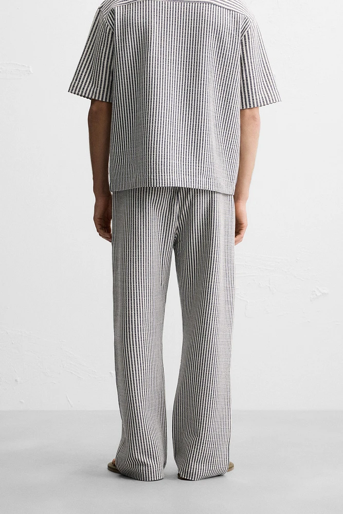 RELAXED FIT SEERSUCKER PANTS