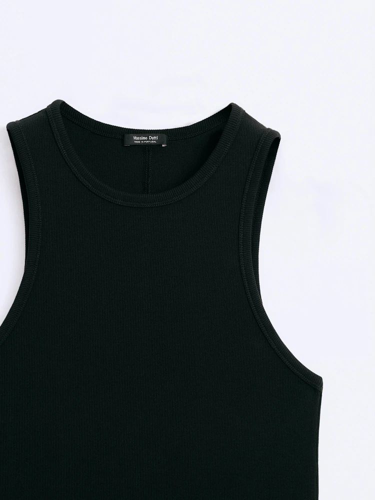 Cotton blend halter-neck top
