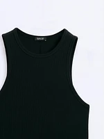 Cotton blend halter-neck top