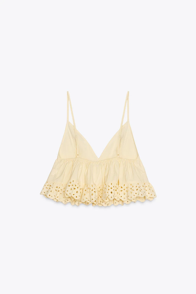 EMBROIDERED POPLIN TOP
