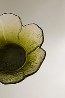 GLASS BOWL WITH RAISED FLORAL DESIGN