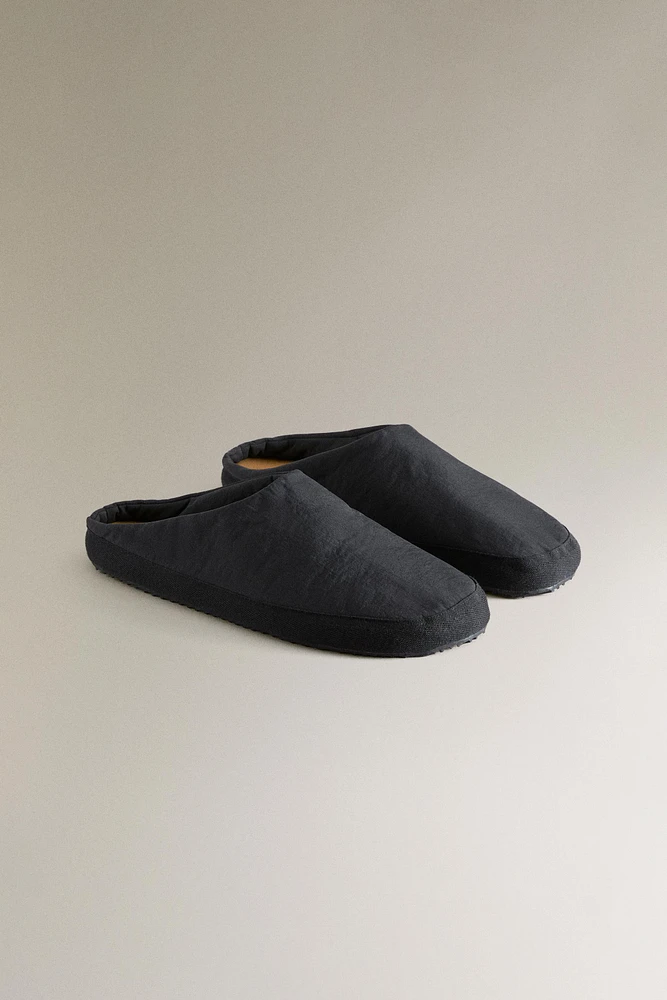 TECHNICAL FABRIC SLIPPERS WITH LEATHER INSOLE