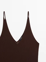 Openwork cotton blend strappy top