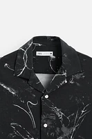 ABSTRACT PRINT STRETCH SHIRT