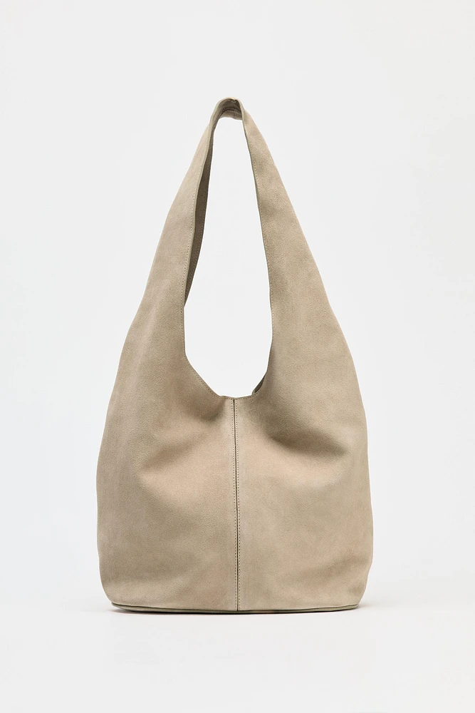 SPLIT LEATHER SHOULDER BAG