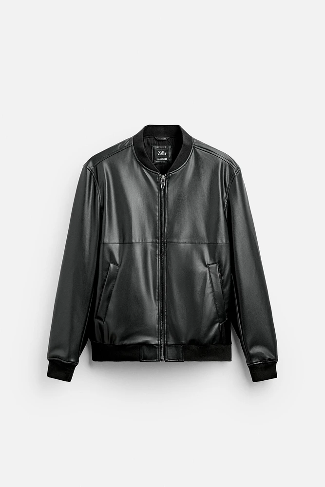 FAUX LEATHER BOMBER JACKET