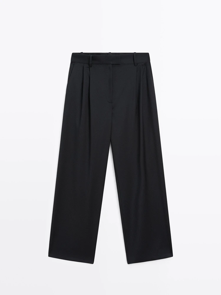 Pantalon straight en laine froide