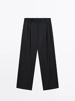 Pantalon straight en laine froide