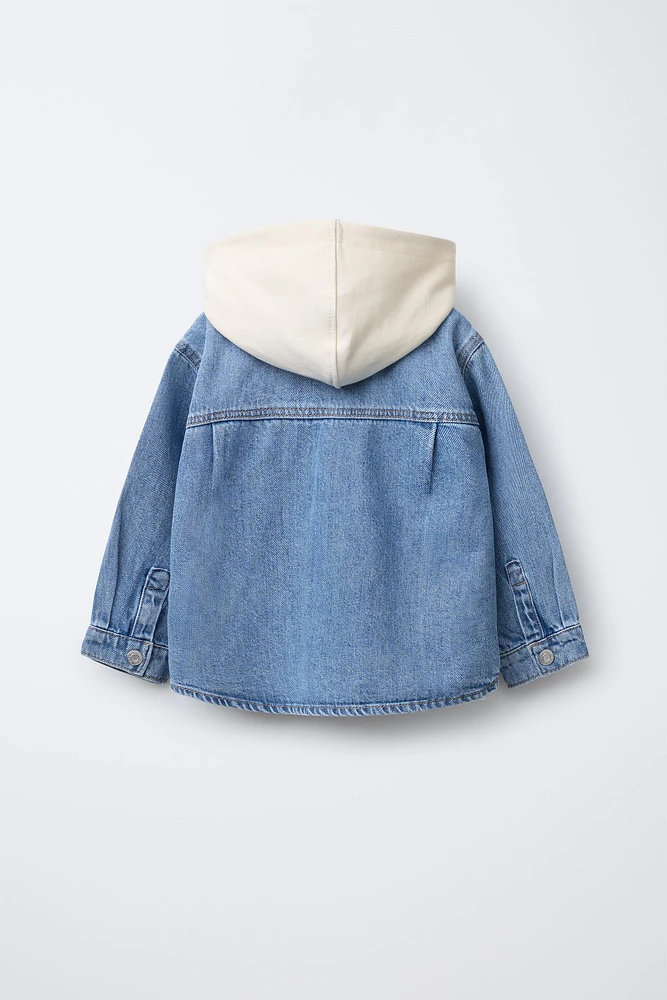 SURCHEMISE EN DENIM CAPUCHE AMOVIBLE