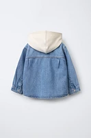 SURCHEMISE EN DENIM CAPUCHE AMOVIBLE