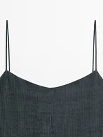 Long flounce dress with pintucks