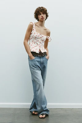 FLORAL STRETCH POPLIN TOP