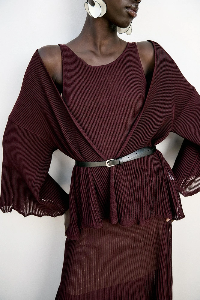 RIB KNIT CARDIGAN WITH BELT