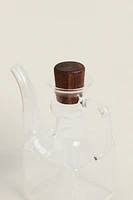 BOROSILICATE GLASS AND WOOD CRUET SET