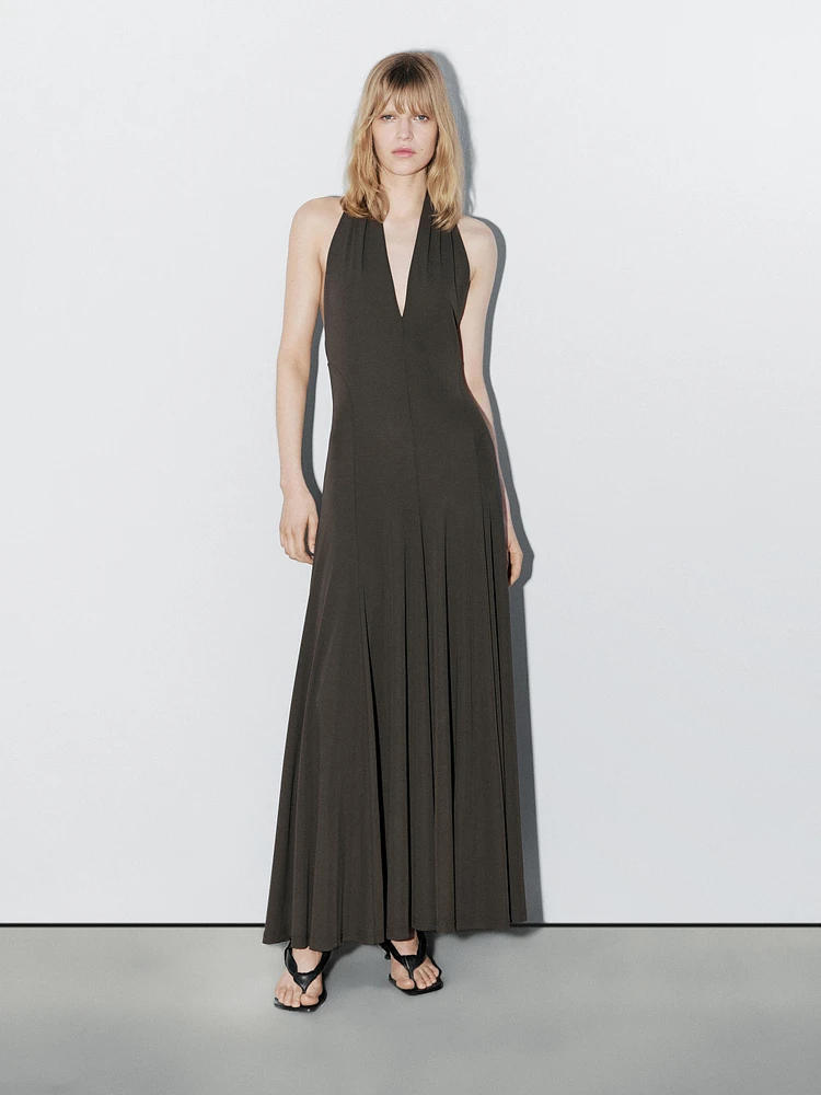 Robe longue fluide à encolure américaine - STUDIO