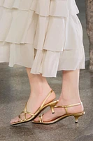 LEATHER KITTEN HEEL SANDALS