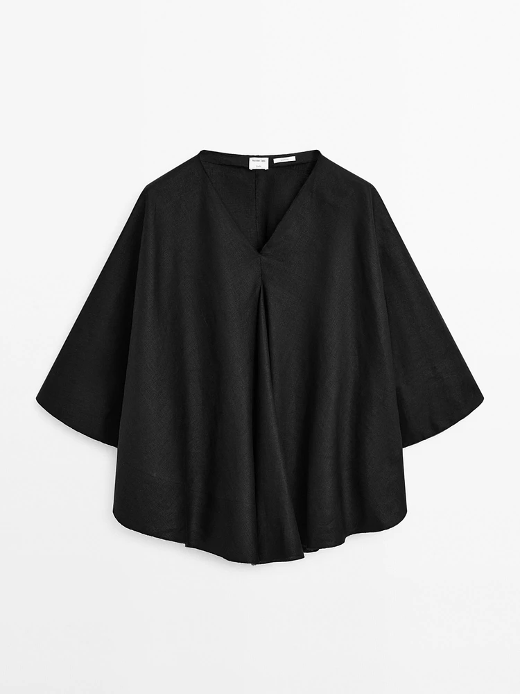 Chemisier cape fluide 100 % lin - STUDIO