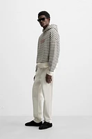 TEXT PRINT STRIPED SWEATSHIRT