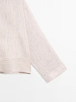 Striped satin shirt with wide hem