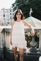 RUFFLED HALTER DRESS