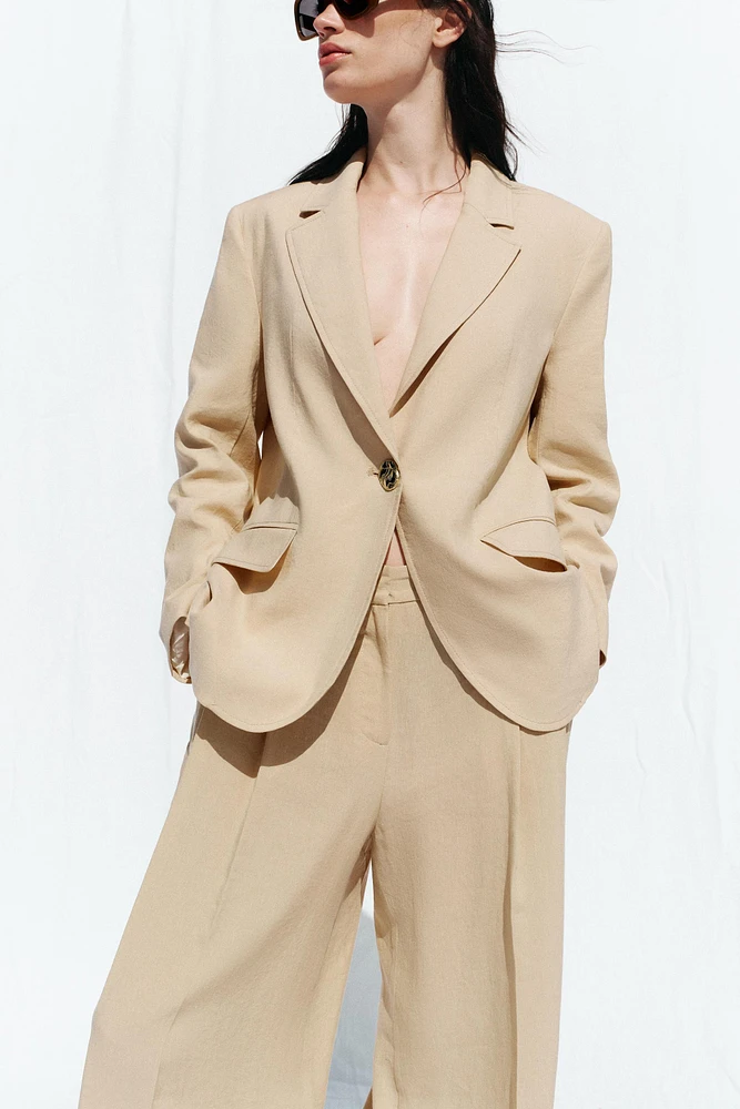PANTALON LARGE À PINCES AVEC LIN