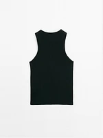 Cotton blend halter-neck top