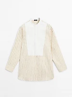 Cotton blend striped chest shirt