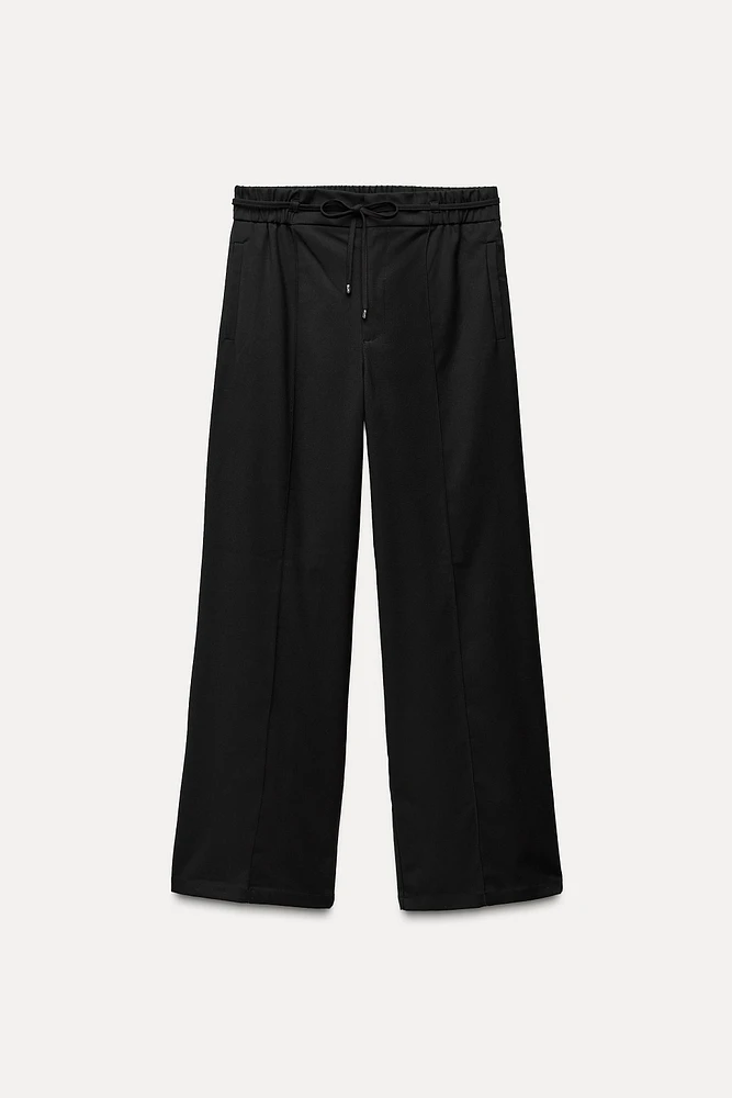 ELASTIC WAIST WIDE LEG PANTS