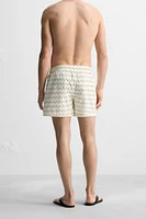SHORT DE BAIN COUPE CLASSIQUE À IMPRIMÉ GÉOMÉTRIQUE