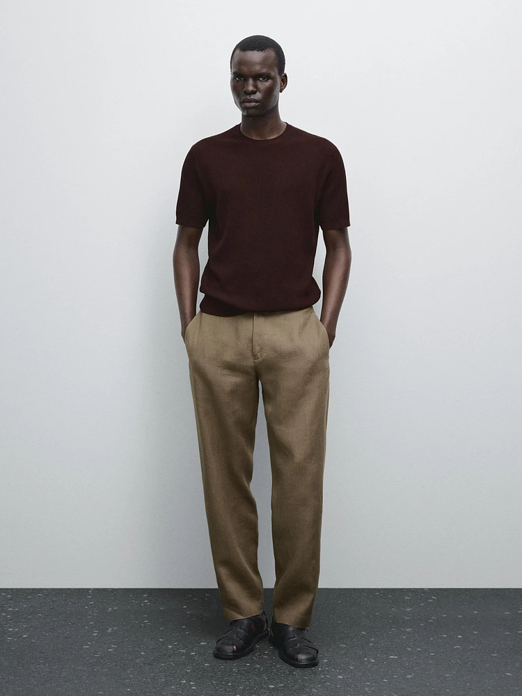 Textured knit short sleeve T-shirt