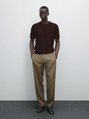 Textured knit short sleeve T-shirt