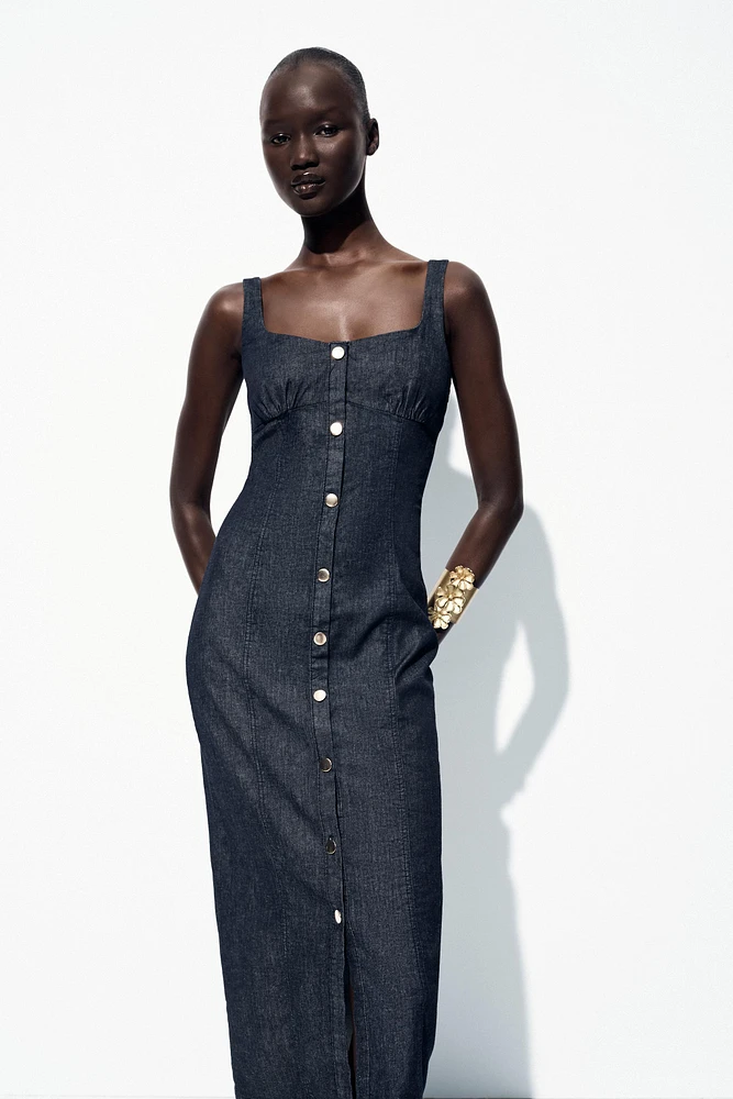 Z1975 STRAPPY DENIM MIDI DRESS