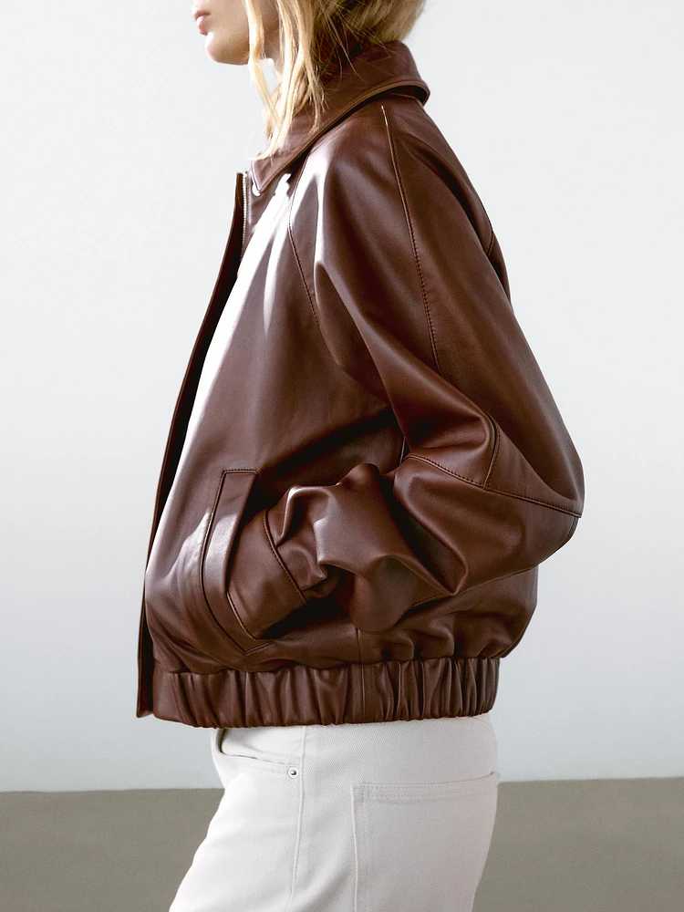 Blouson en cuir nappa enduit