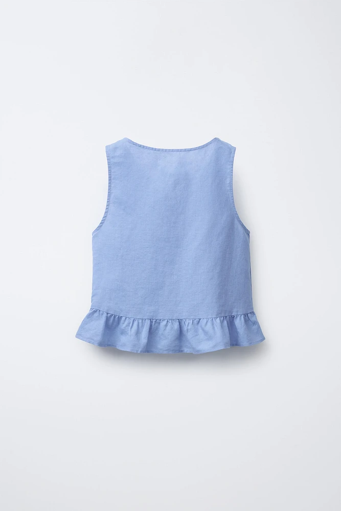 TOP EN COTON ET LIN AVEC LACETS