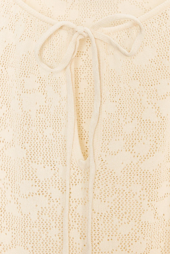 POINTELLE KNIT RUFFLE DRESS