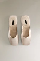 WARM SATEEN MULE SLIPPERS