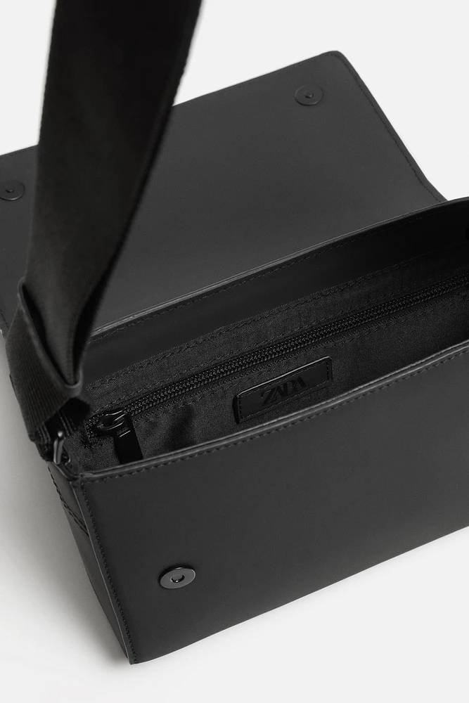 TEXTURED RUBBERIZED CROSSBODY BAG