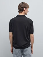 Polo en maille de laine mélangée à manches courtes