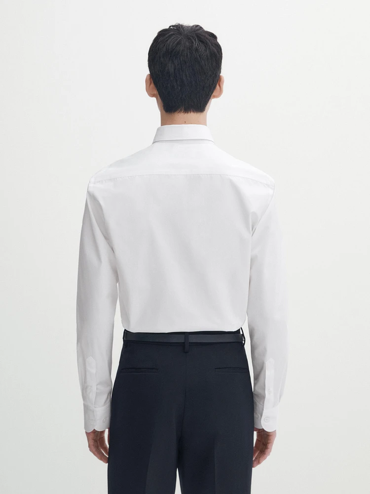 Chemise slim en popeline 100 % coton