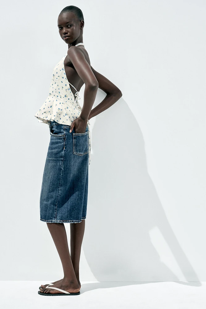 FLORAL POPLIN HALTER TOP