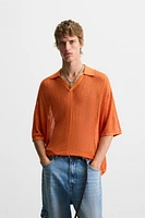 OPENWORK KNIT POLO SHIRT