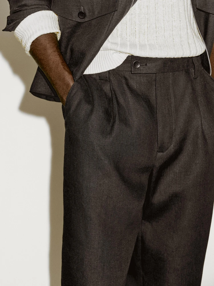Pantalon à pince en serge 100 % lin - Limited Edition