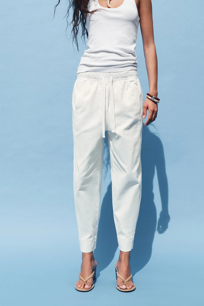 PANTALON EN COTON À TAILLE ÉLASTIQUE