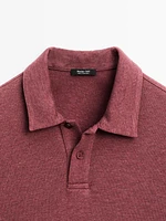 Textured piqué short sleeve polo shirt