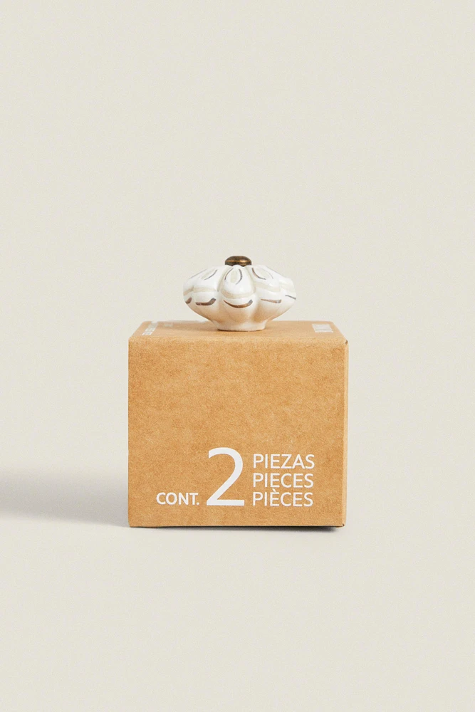 SET OF CERAMIC FLOWER KNOBS (SET OF 2
