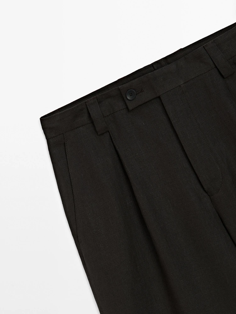 Pantalon à pince en serge 100 % lin - Limited Edition