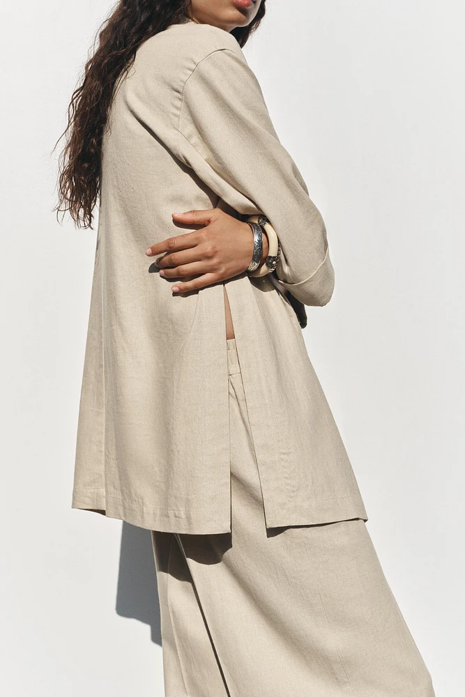 BLAZER À BOUTONNAGE CROISÉ AVEC LIN