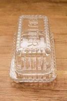 STRIPED GLASS BUTTER DISH